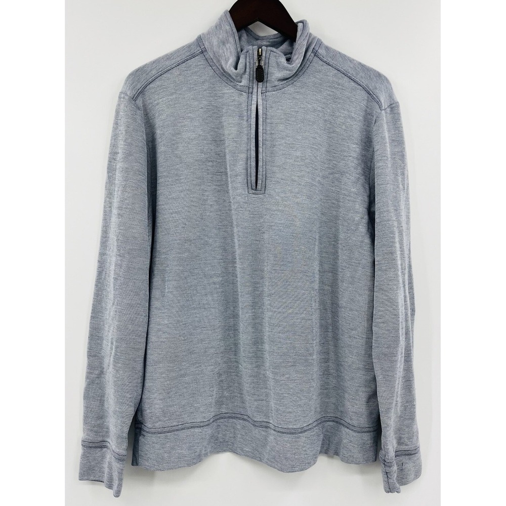 Tommy Bahama 1/4 Zip Top Blue Men's Size Large Cotton Pullover
